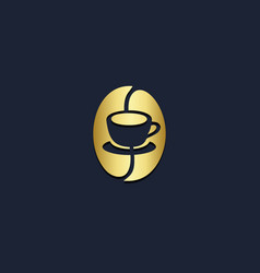 Coffee Cup Bean Gold Logo