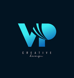 Creative Blue Letters Vp V P Logo With Leading