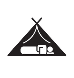 Man Sleeping Inside Tent Icon