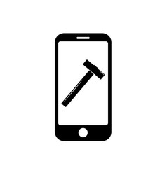 Phone With Simple Hammer Icon Symbol For App