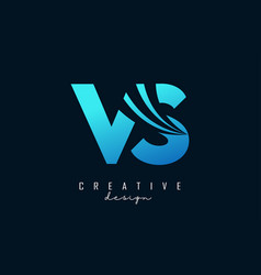 Creative Blue Letters Vs V S Logo With Leading