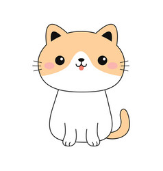 Cute Cat Kitten Sitting Face Head Line Contour