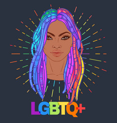 Lgbt Person With Rainbow Hair African American