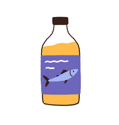 Fish Oil In Glass Bottle Fatty Liquid Of Cod