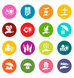 Insurance Icons Many Colors Set