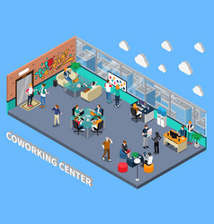 Coworking Center Isometric Interior