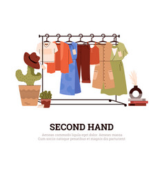 Second Hand Shop Banner Or Card Design Cartoon