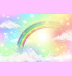 Abstract Rainbow Background With Clouds And Stars