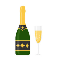 Bottle And Glass Of Champagne Or Sparkling Wine