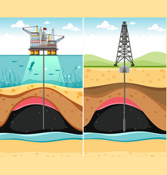 Drilling Oil Well Through Land And Sea