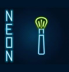 Glowing Neon Line Makeup Brush Icon Isolated