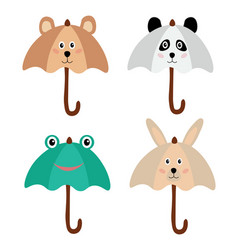 Set Animalistic Umbrellas Frog Panda Bear Rabbit