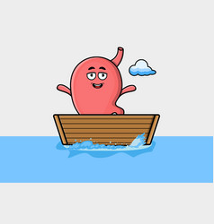 Cute Cartoon Stomach Get On Boat