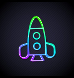 Glowing Neon Line Rocket Ship Toy Icon Isolated