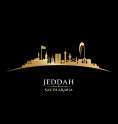 Jeddah Saudi Arabia City Skyline Silhouette Black