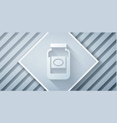 Paper Cut Jam Jar Icon Isolated On Grey Background