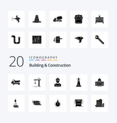 20 Building And Construction Solid Glyph Icon