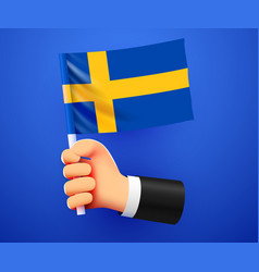 3d Hand Holding Sweden National Flag