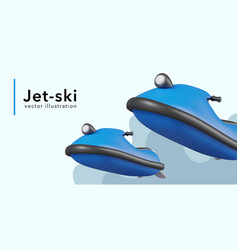 Banner With Realistic Jet Ski Advertising