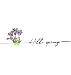 Hello Spring Crocuses Line Art Drawing One