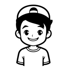 Cute Cartoon Boy With Baseball Cap And T-shirt