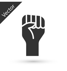 Grey Raised Hand With Clenched Fist Icon Isolated