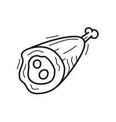 Hand Drawn Doodle Chicken Meat Leg Icon