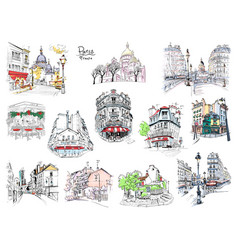 Set Of Parisian Landmarks France