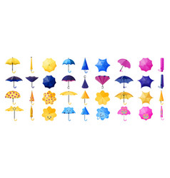 Umbrella Icons Set Cartoon Rain Accessory