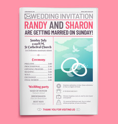 Wedding Invitation Tabloid Newspaper Front Page