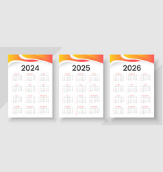 Calendar 2024 2025 2026 Simple Vertical