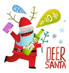 Funny Monster Santa Claus sitting on Deer Greeting