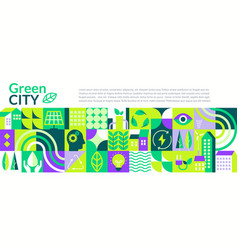 Green City Horizontal Bannergeometric Flat Style