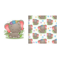 Coloured Baby Elephant With Flowers Crown