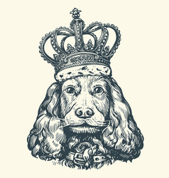 Portrait Beautiful Dog With Royal Crown Pet