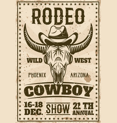 Rodeo Show Vintage Poster With Buffalo Skull