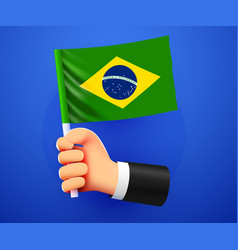 3d Hand Holding Brazil National Flag