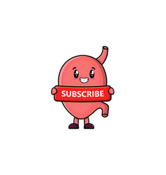 Cute Cartoon Stomach Holding Red Subscribe Board