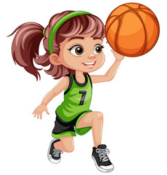 Cute Girl Playing Basketball