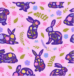 Cartoon Rabbits Seamless Pattern Funny Easter