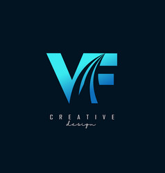 Creative Blue Letters Vf V F Logo With Leading