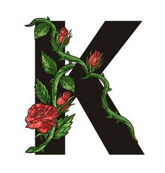 Flower Letter K Sticker Colorful