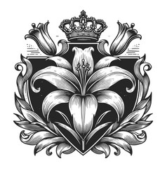 Regal Crowned Floral Emblem