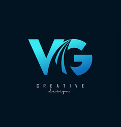 Creative Blue Letters Vg V G Logo With Leading