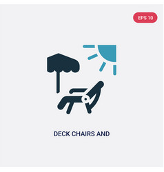 Two Color Deck Chairs And Sun Icon From Summer