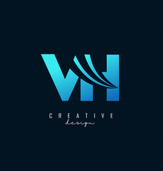 Creative Blue Letters Vh V H Logo With Leading