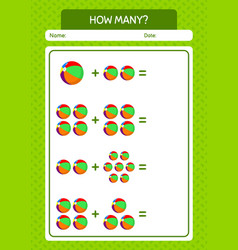 How Many Counting Game With Beach Ball Worksheet