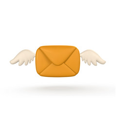 3d Realistic Mail Envelope With Wings In Cartoon