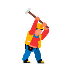 A Worker Swinging Sledgehammer Builder