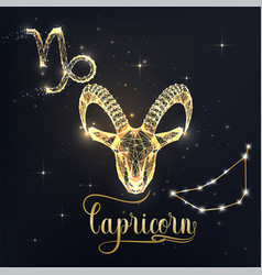 Gold Capricorn Zodiac Sign Poster With Goat